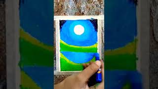 Moonlight Waterfall scenery drawing for beginners with Oil Pastels - step by step screenshot 4