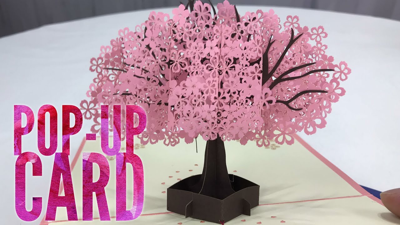 20D Pop Up Pink Tree Greeting Card by YHMALL Review For Pop Up Tree Card Template