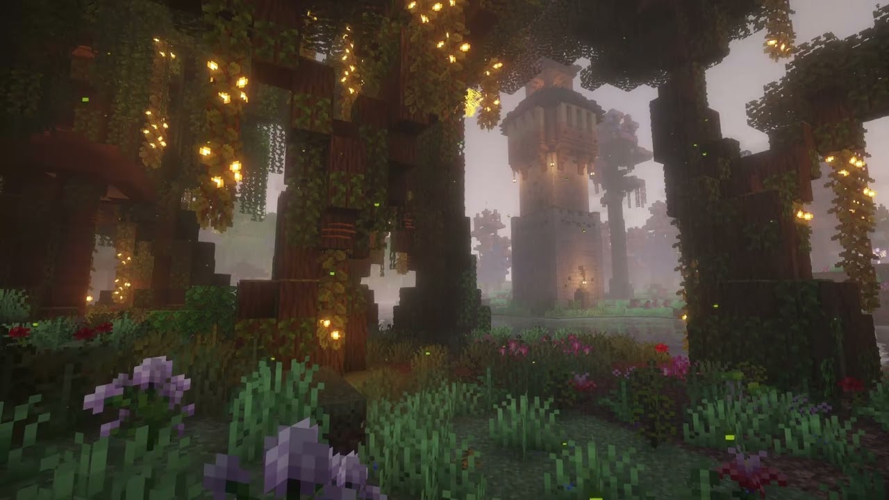 Rainy Forest & Lonely Tower | Minecraft Sounds to Relax & Unwind 🌿