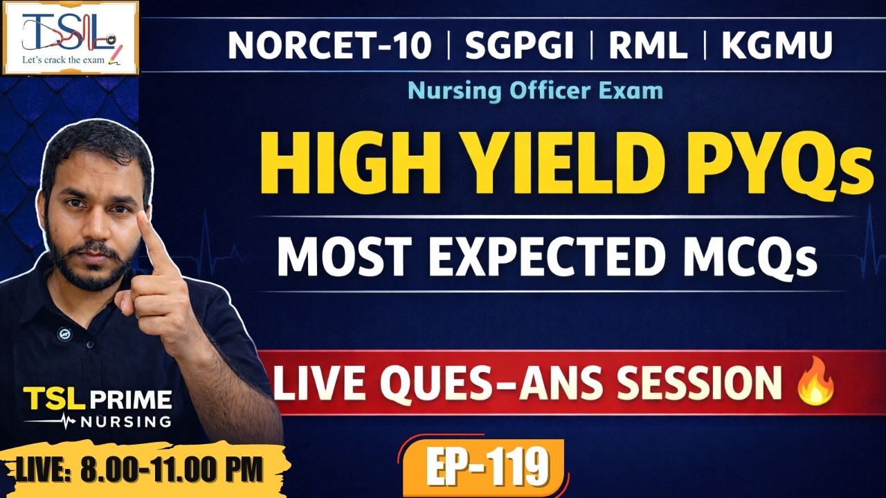 High Yield PYQs | AIIMS NORCET-10 Most Expected MCQs | SGPGI / RML / UPUMS | Ques-Ans Session Ep.119