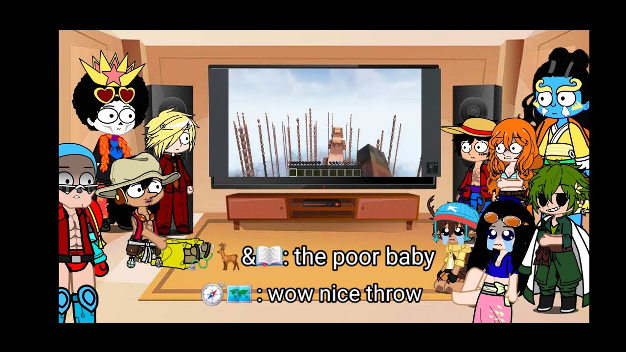 Gacha life Strawhat crew react to Grox vs 100,000,000 village part 2