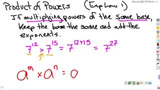 Gr 9 - Exponent Laws Part 1