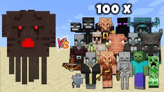 Three Headed Ghast vs Minecraft Mobs x100 - Giant Ghast vs 100 Mobs