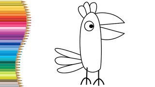 How to draw PEPPA PIG PARROT easy step by step.#art #drawing #colouring.