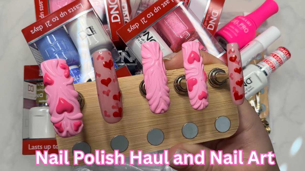 🎀 valentines pink bubble heart  nails 🎀