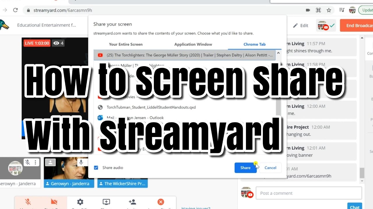 How to use Streamyard screen sharing etc on a Live YouTube Stream - YouTube