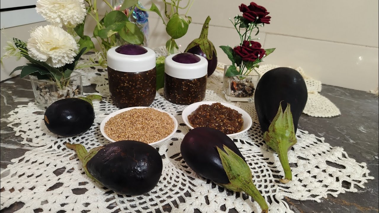 مربى أو كوفيتير البرانية 🍆 أو الباذنجان بالزنجبيل🫚 والسمسم الجنجلان رائع 👍