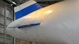 Inside the Florida jet hanger with the 360 & OTC Lightship#2 - Airship is mostly inflated