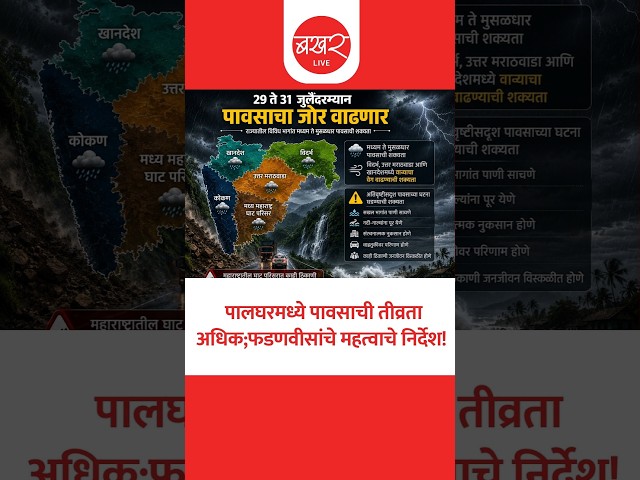 आजपासून 31 जुलैपर्यंत मान्सूनचा जोर वाढणार, रायगड, ठाणे, पालघरमध्ये पावसाची तीव्रता!