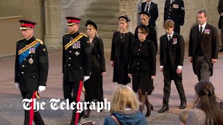 In full: Queen Elizabeth II's grandchildren stand vigil at her coffin