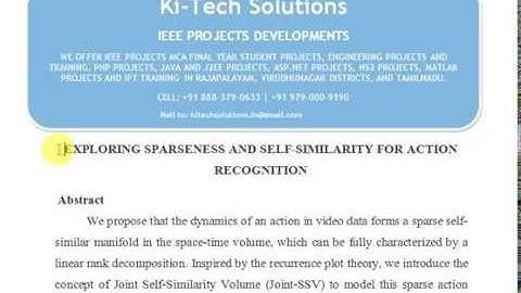 EXPLORING SPARSENESS AND SELF SIMILARITY FOR ACTION RECOGNITION