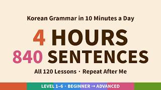 ALL Korean Grammar in One Video — 120 Lessons, 840 Sentences (Listen While You Study or Sleep)