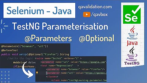 TestNG Parameterisation - @Parameters | @Optional