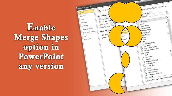 How to Enable merge shapes in powerpoint any version tutorial 2021 | Get merge shapes shortcut