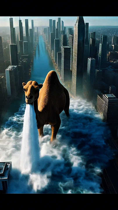 Camel drank the whole pool! 💧Kid still crying…#aistory #kids #camel #youtubeshorts #viralvideo