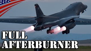 B-1爆撃機のアフターバーナー全開離陸 - B-1 Lancer Full Afterburner Takeoff