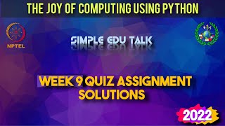 The Joy of Computing using Python | Week 9 Quiz Solution with proof | Nptel | Swayam
