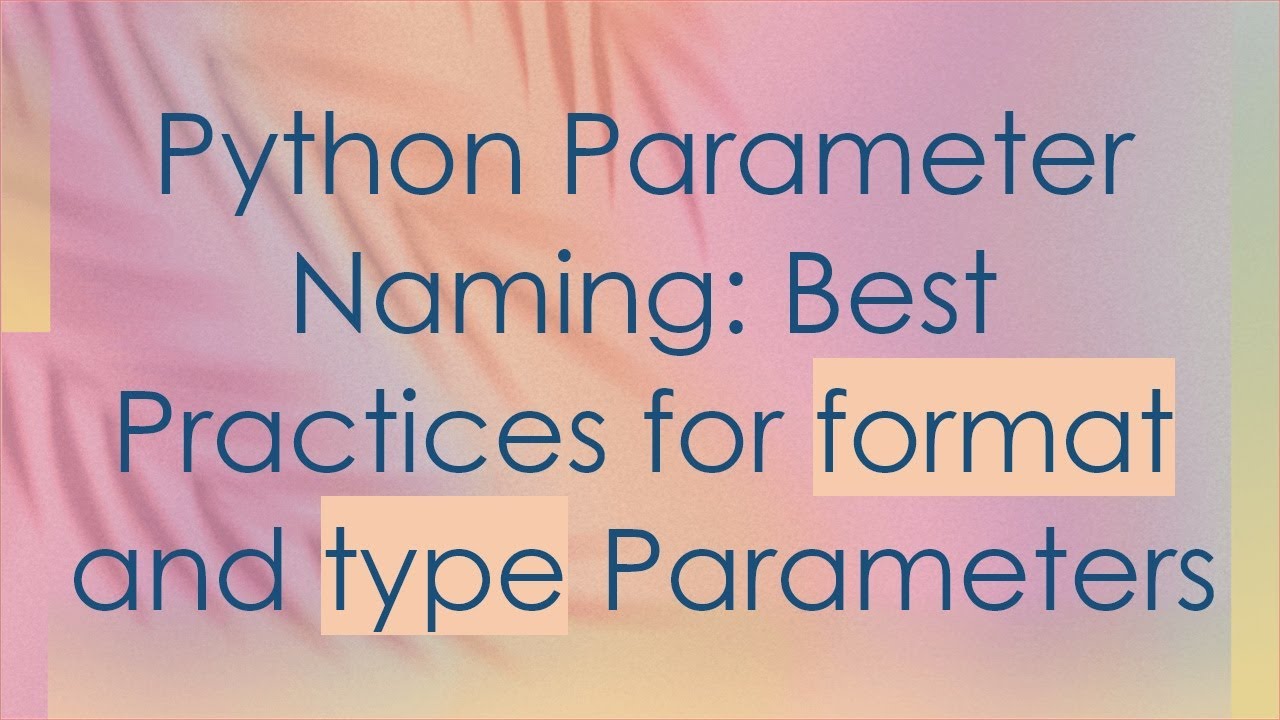 Python Parameter Naming: Best Practices for format and type Parameters