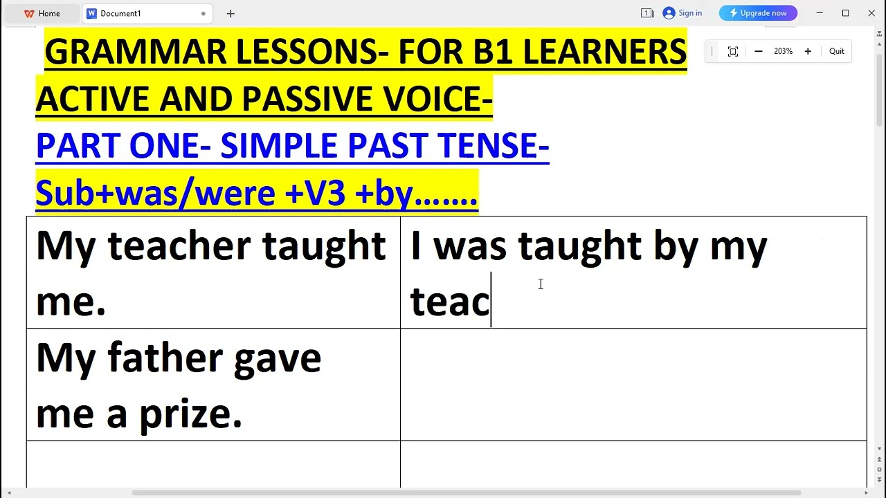 ACTIVE AND PASSIVE VOICE - PART ONE- SIMPLE PAST TENSE ብዝቐለለ ኣገባብ ዝተገልጸ