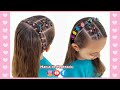 Penteado Infantil Fácil com Tiara em Liguinhas | Easy Rubber Band Headband Hairstyle for Girls 🌹🥰