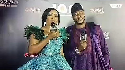 Odunlade adekole and Helen Paul(tatafo) did a rap song together on red carpet at AMVCA
