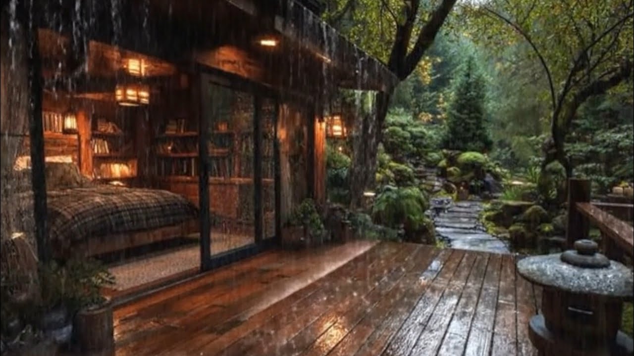 Cozy Night Cabin Rain Sounds – Peaceful Countryside Ambience for Deep ...