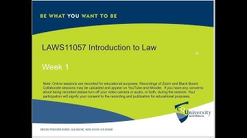 LAWS11057 Introduction to Law Welcome by John Milburn
