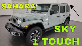 2024 JEEP WRANGLER 4 DOOR SAHARA SKY ONE TOUCH TOP EARL LEATHER SEATS 4K WALKAROUND 24J142 SOLD!