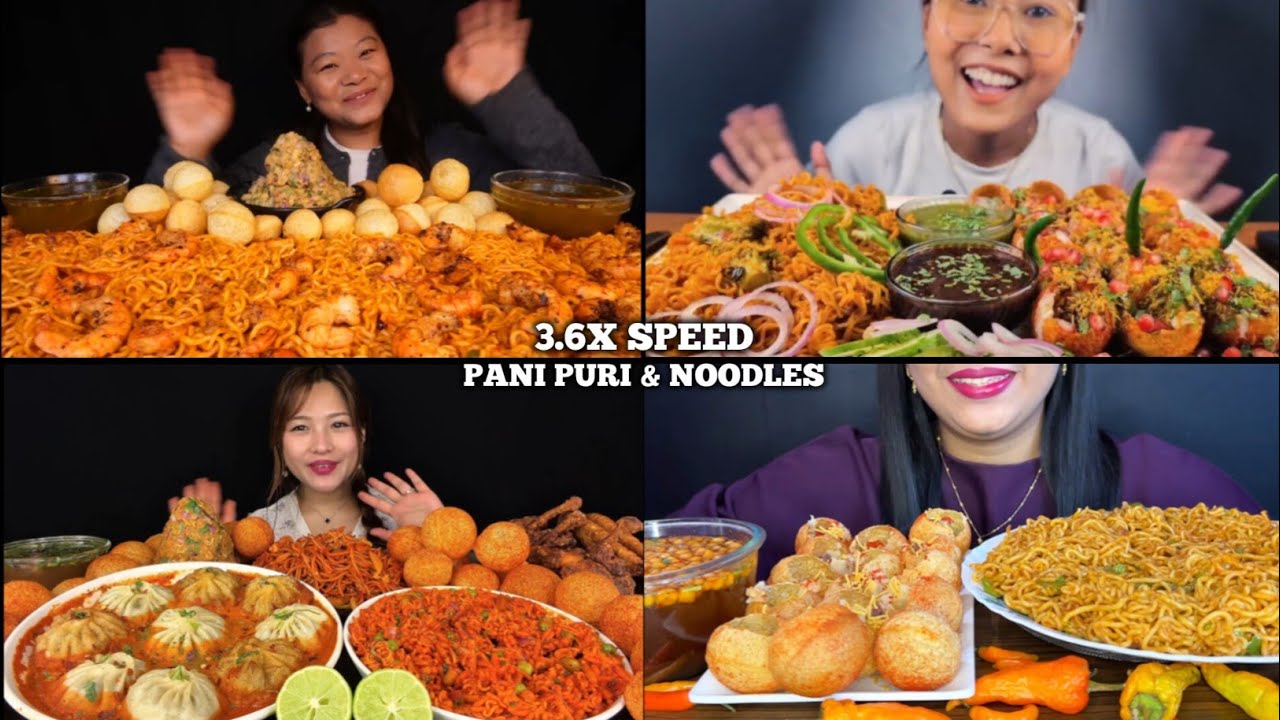⁣ASMR: Eating Spicy Pani Puri and Noodles Eating Challenge 😍😋 indian street food Mukbang🍝