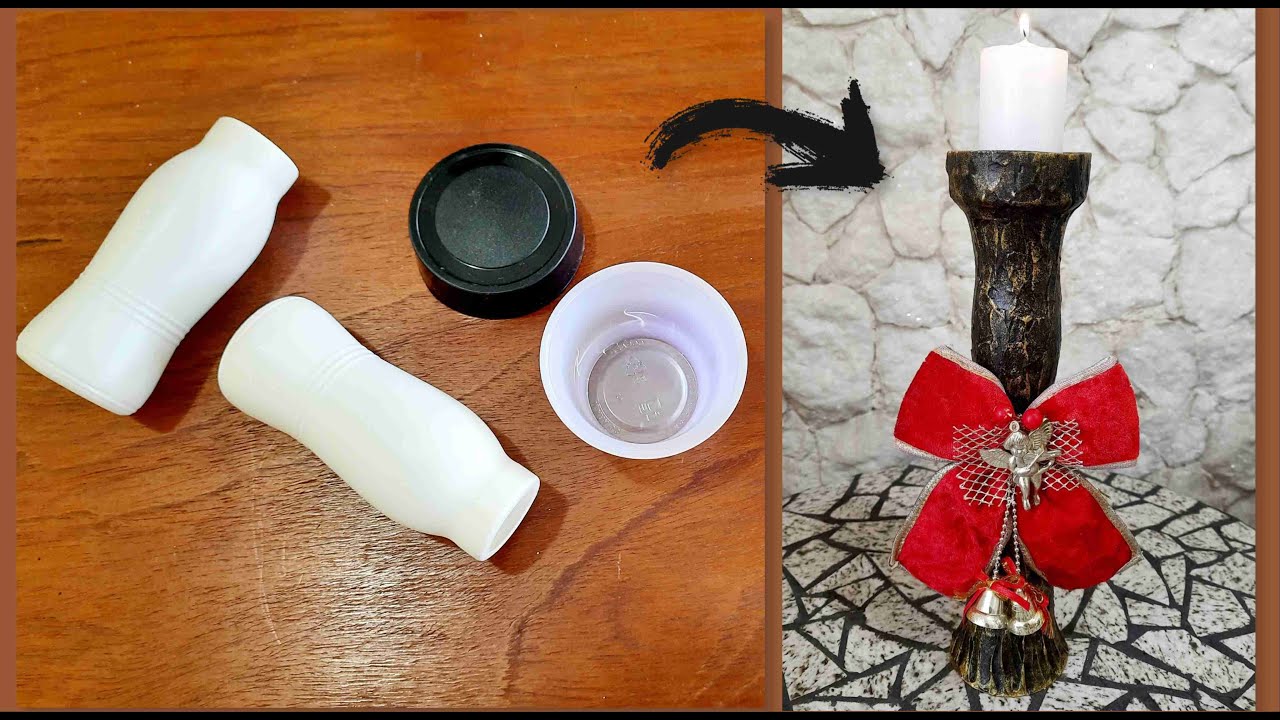 COMO FAZER CASTIÇAL COM POTE DE IOGURTE