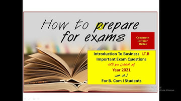 Guess Paper| ITB| Introduction To Business for B.Com I in Urdu| Karachi University Exam 2021|