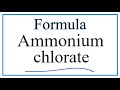 Ammonium Chlorate and Polyatomic Ions