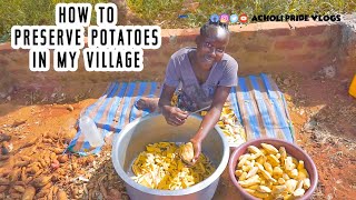 African Village Girl's Life//PRESERVING SWEET POTATOES IN MY AFRICAN VILLAGE WAY