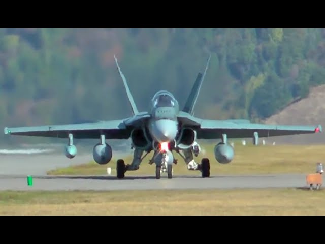 F-18 Hornet Takeoff from Castlegar, British Columbia CYCG