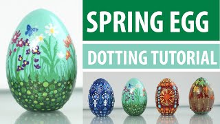 How to paint a Spring Flower Easter Egg  Beginner Dotting Tutorial