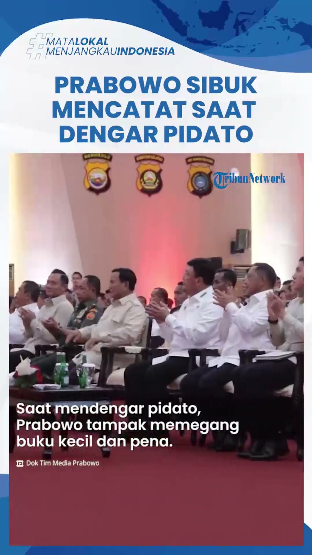 Diapit Dua Jenderal, Prabowo Nunduk Fokus Mencatat saat Hadiri Apel Kasatwil Polri 2024