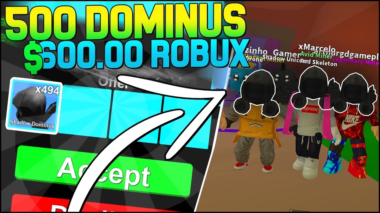 Conseguimos 500 Dominus Avaliados Em 600000 Mil Robux No Roblox Mining Simulator -