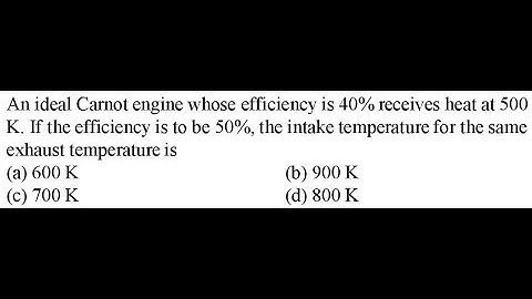 An ideal Carnot engine whose efficiency is 40% receives heat at 500 K. If the efficiency