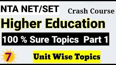 NTA NET/SET सेट Crash Course Higher Education System! Unit Wise Topics Part  7 ! Sure Topic For Exam