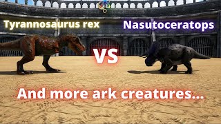 Nasuceratops Vs Tyrannosaurus Rex, Styracosaurus, Torosaurus And More Ark Creatures Battle
