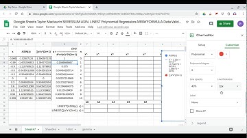 Google Sheets Taylor Maclaurin SERIESSUM ASIN, LINEST Polynomial Regression ARRAYFORMULA