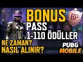 BONUS PASS 1-110 ÖDÜLLERİ | BONUS PASS NASIL ALINIR | BONUS PASS NE ZAMAN GELECEK | A7 | PUBG MOBILE