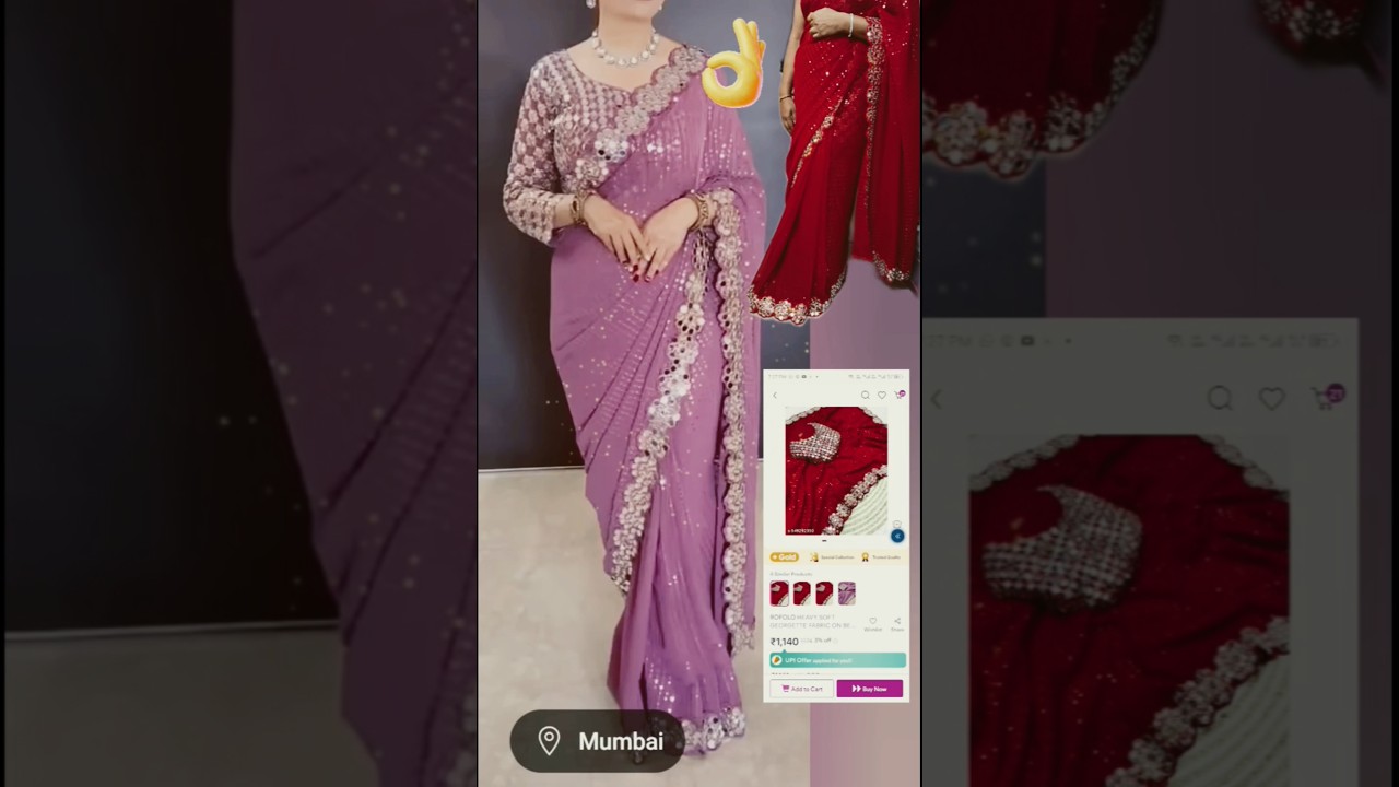 real mirror work saree 