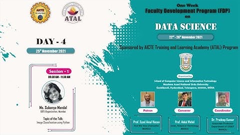 Day 4 Session 1 || ATAL FDP || Data Science || Ms. Sukanya Mandal || 25-11-2021