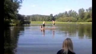 Drop kicked into pond after fighting over pokemon