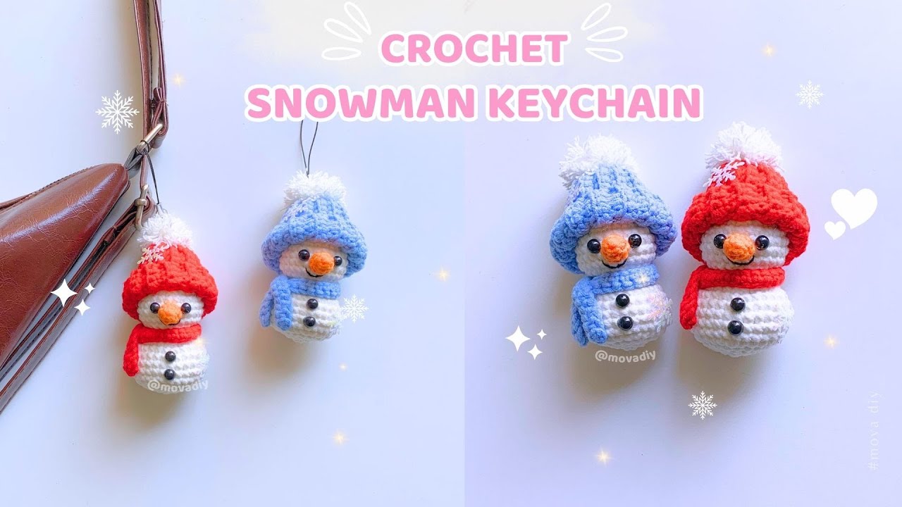 Crochet a snowman keychain step by step ☃️ ❄️ So cute and easy