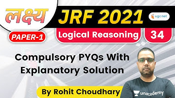 11:00 AM - Lakshya JRF 2021 | Logical Reasoning by Rohit Choudhary | Compulsory PYQs