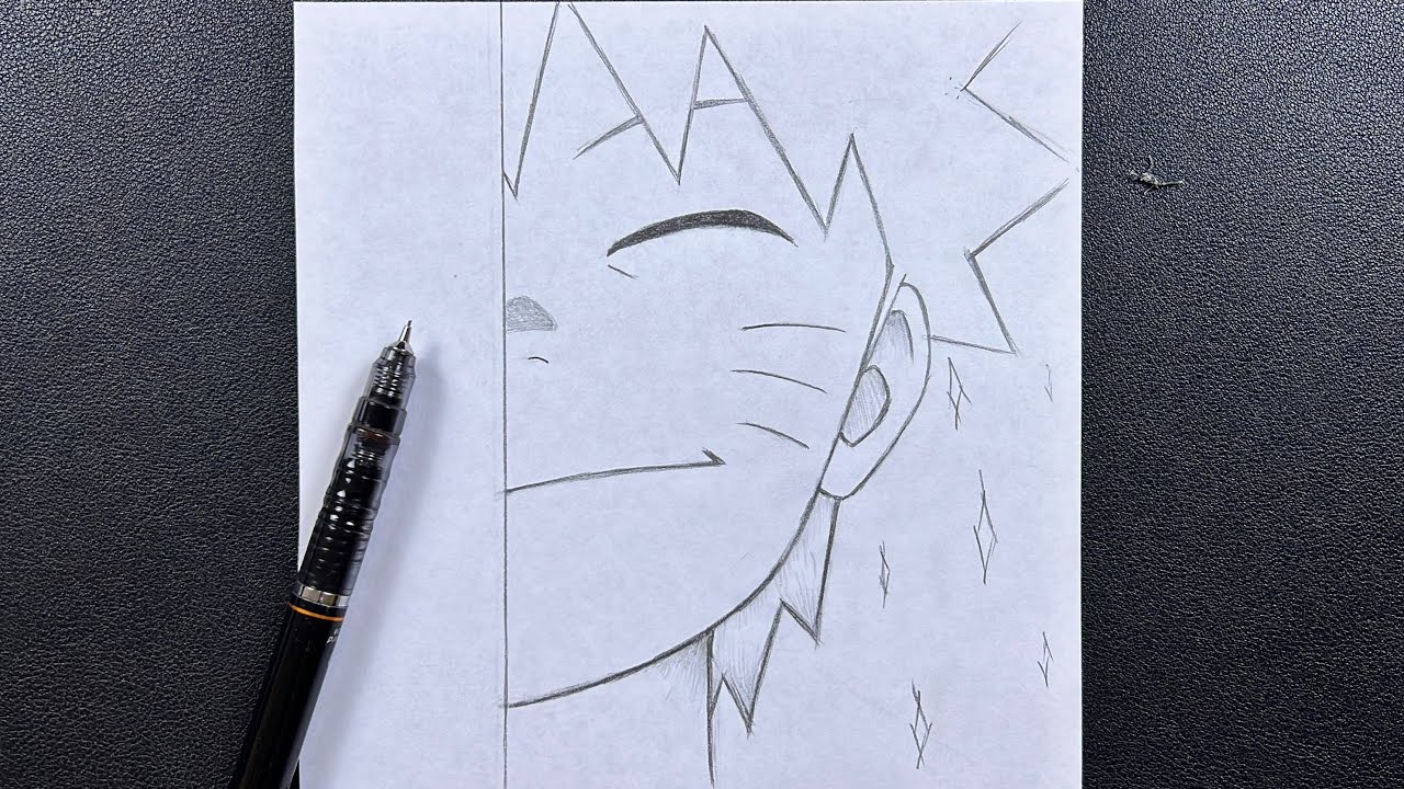 How to draw naruto kid half face step by step, Drawing naruto for  beginners