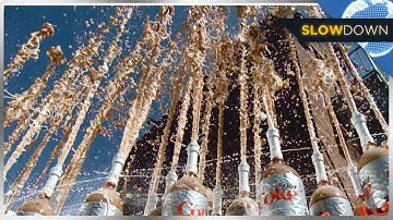Mentos and Diet Coke Explosion in Slow Motion