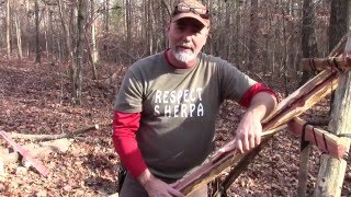 Needing a way to hold a stick securely while working the stock with a draw knife, I made a shaving ladder as an alternative to my 